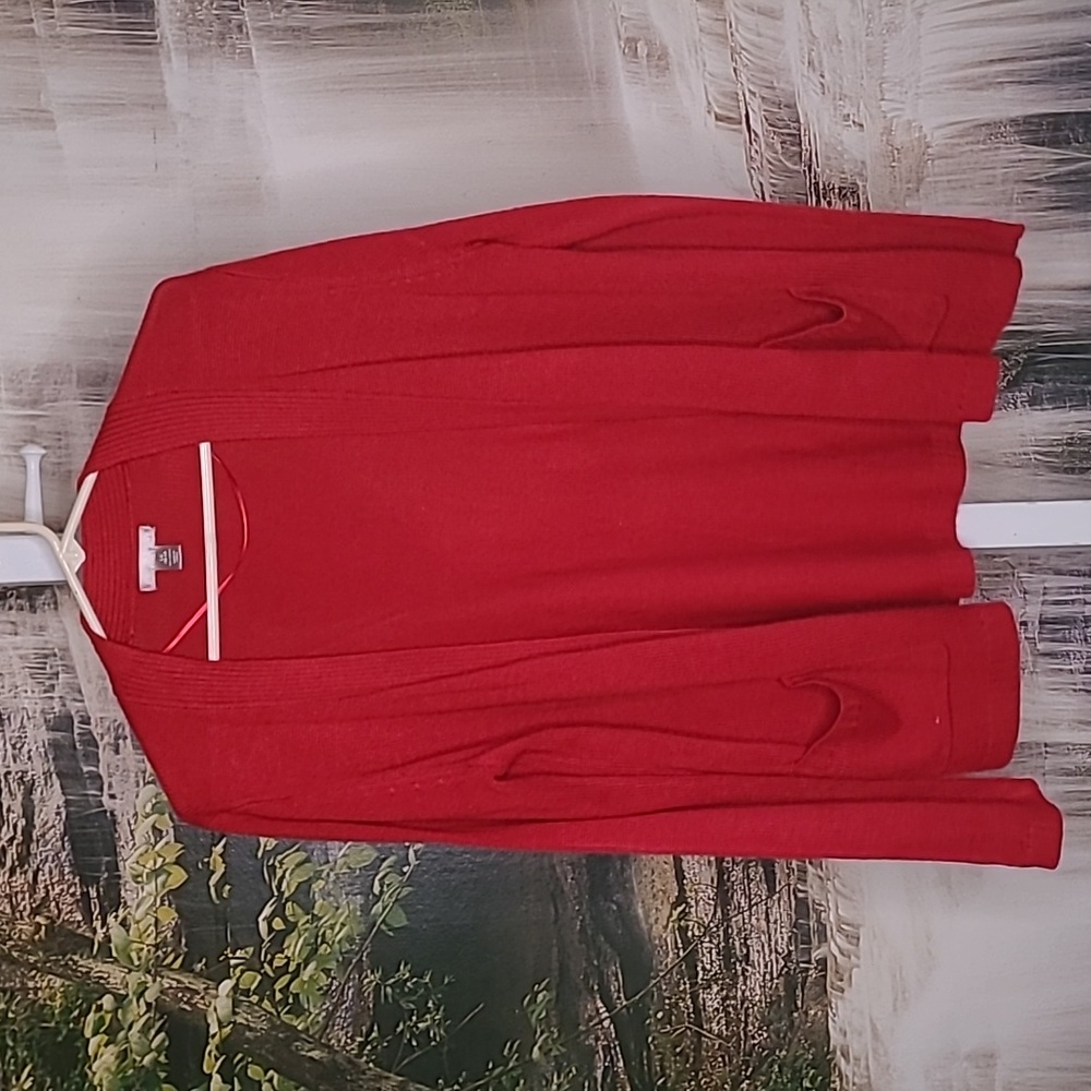 White Stag Womens Large acrylic classic red cardigan